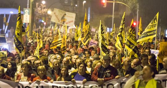 Manifestación celebrada en Huelva en 2015 contra el proyecto de Fertiberia sobre los fosfoyesos