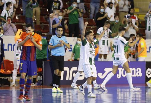 Jesulito celebra la victoria ante el Barça