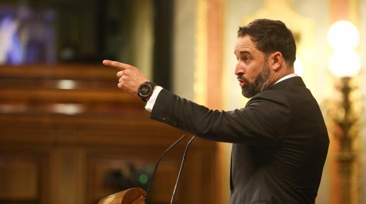 Santiago Abascal en la defensa de la pasada moción de censura de Vox