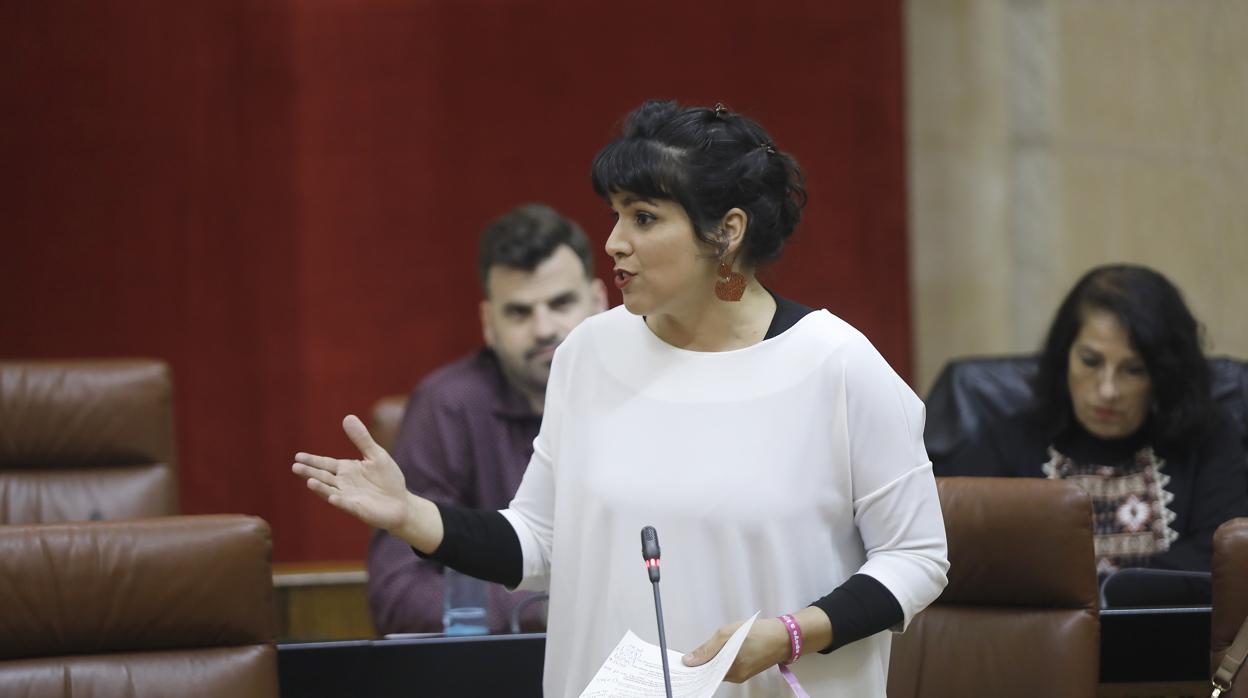 Teresa Rodríguez durante una de sus intevenciones en el Parlamento