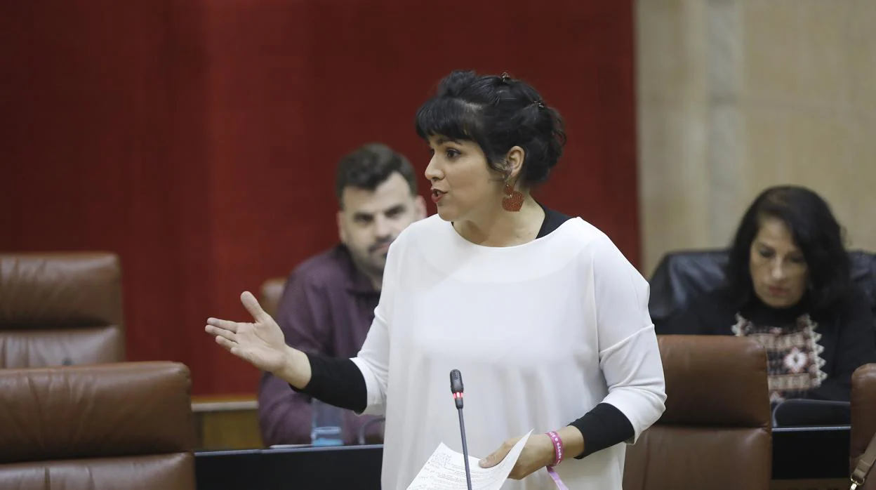 Teresa Rodríguez, en el Parlamento de Andalucía