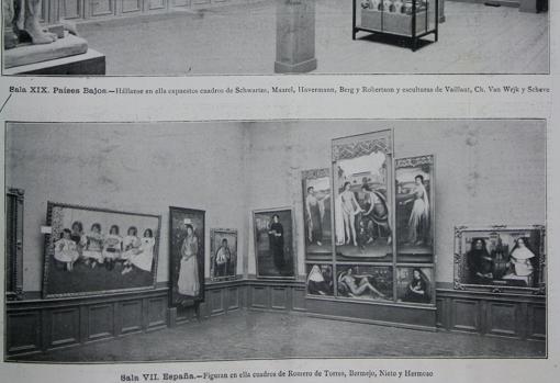 Publicación con fotografías de la sala en que estaban las obras de Julio Romero de Torres