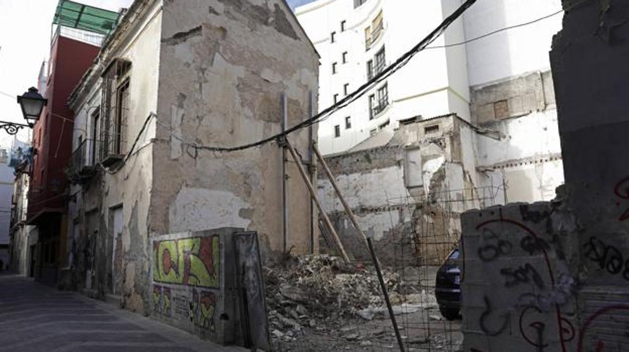 Solar del centro de Málaga donde se encontraba la antigua vivienda