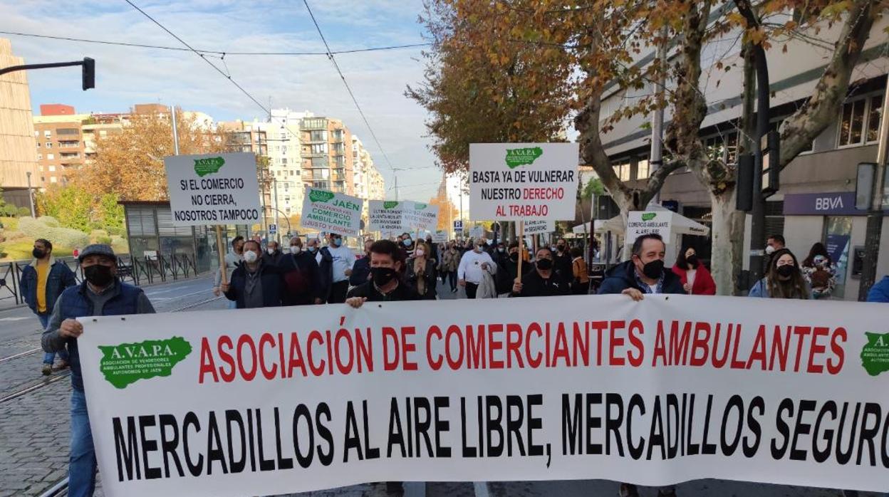 Manifestación de vendedores ambulantes en Jaén