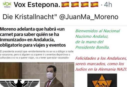 Mensaje completo en la cuenta de Vox en Estepona