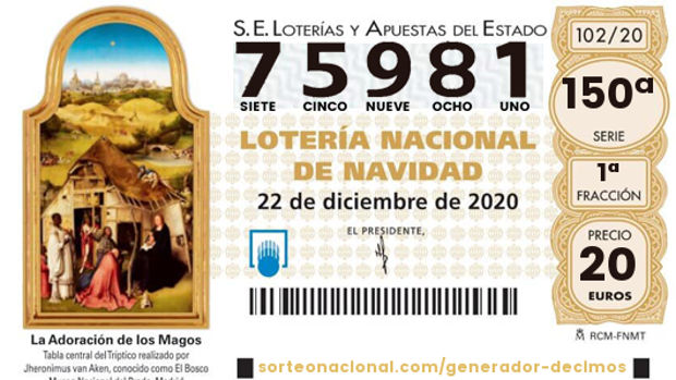 75981, el cuarto premio de la Lotería de Navidad 2020, cae en Granada