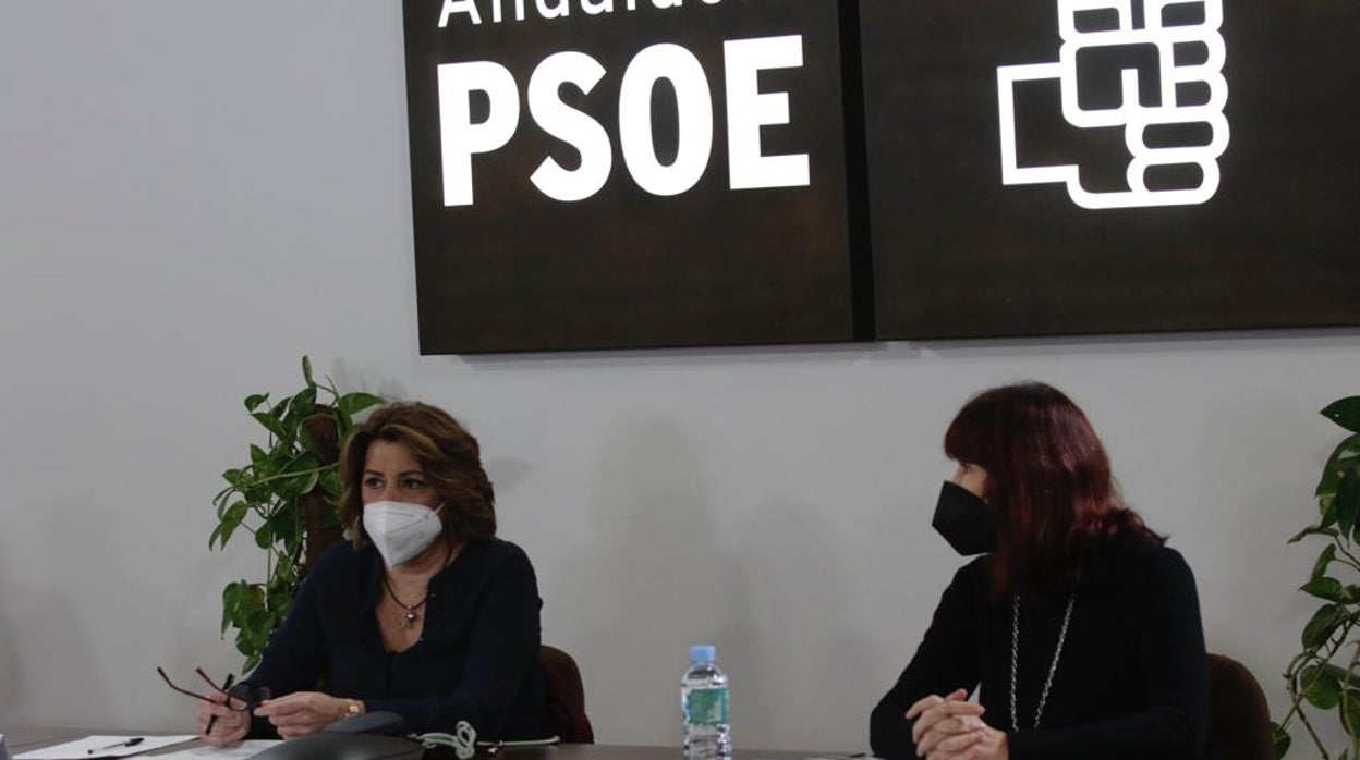 Susana Díaz y Micaela Navarro este lunes en el comité ejecutivo regional del PSOE-A