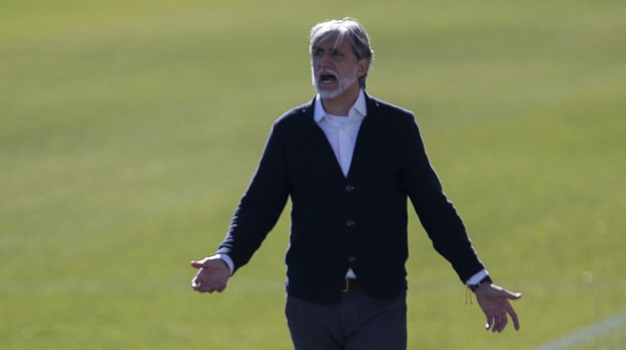 El entrenador del Córdoba CF, Pablo Alfaro, en el partido del domingo ante el Lorca