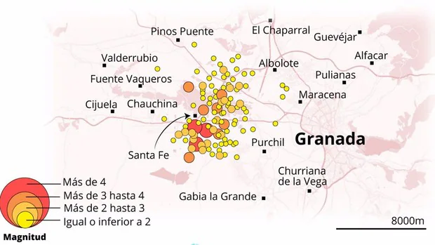 La provincia de Granada ha registrado desde el pasado sábado más de 300 terremotos en Atarfe y Santa Fe