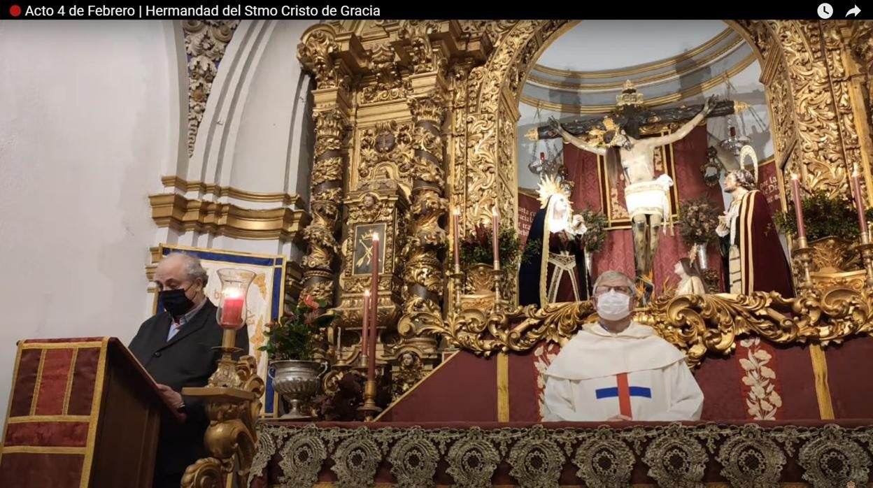 Acto retransmitido por la hermandad del Cristo de Gracia el día en que se celebra el aniversario de la llegada de la imagen a Córdoba