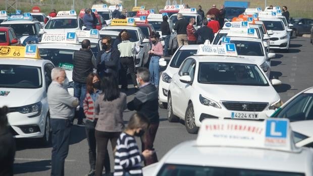 Unos 200 vehículos de autoescuelas marchan en Córdoba contra el nuevo sistema de exámenes de la DGT