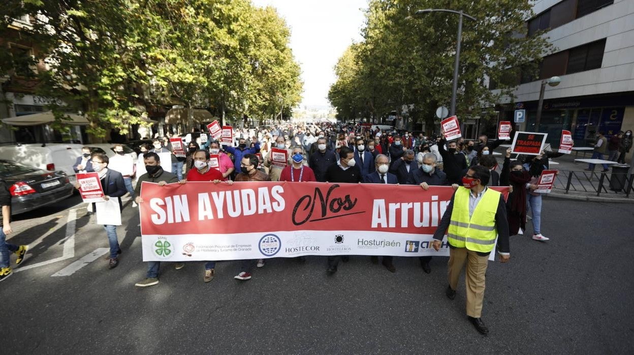 Un momento de la manifestación de los hosteleros en noviembre en Córdoba