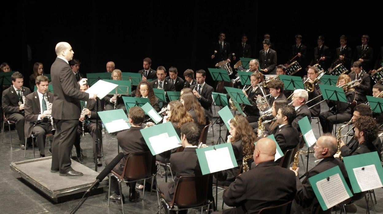 Banda de música María Santísima de la Esperanza, en el Gran Teatro, antes de la pandemia