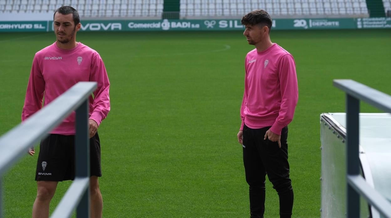 Moutinho y Javi Flores, en el entrenamiento en el estadio