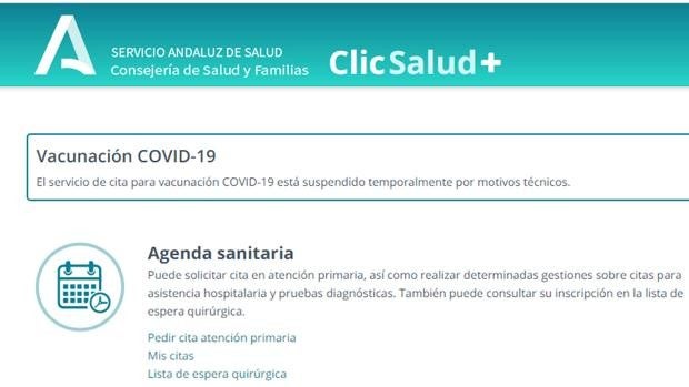 La cita para vacunarse contra el coronavirus en Andalucía, caída por un problema técnico