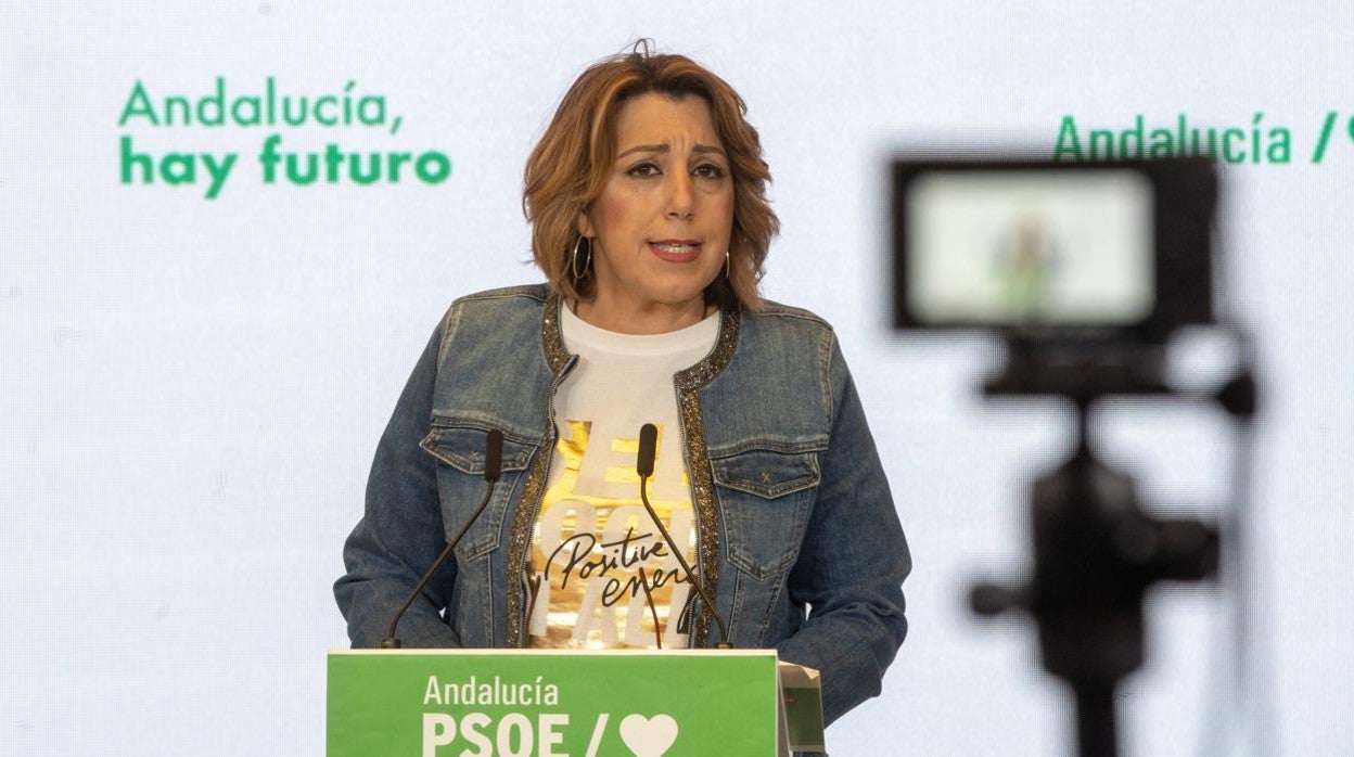 Susana Díaz, durante una reciente rueda de prensa