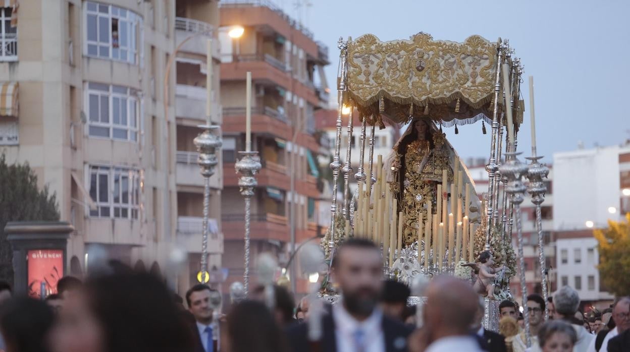 La Virgen del Carmen de San Cayetano, durante su procesión del 16 de julio de 2019