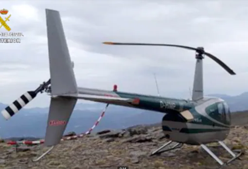 El helicóptero estrellado en Pedrera
