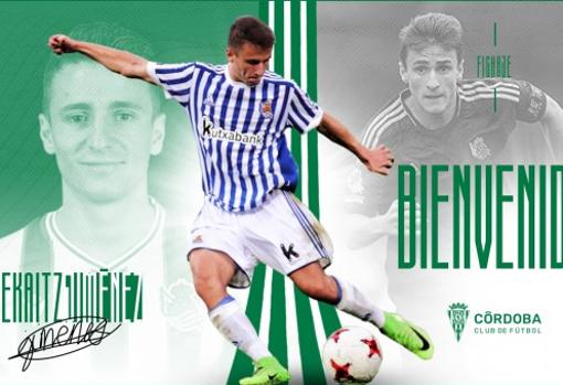 Imagen con la que el Córdoba CF ha anunciado el ficha de Ekaitz Jiménez