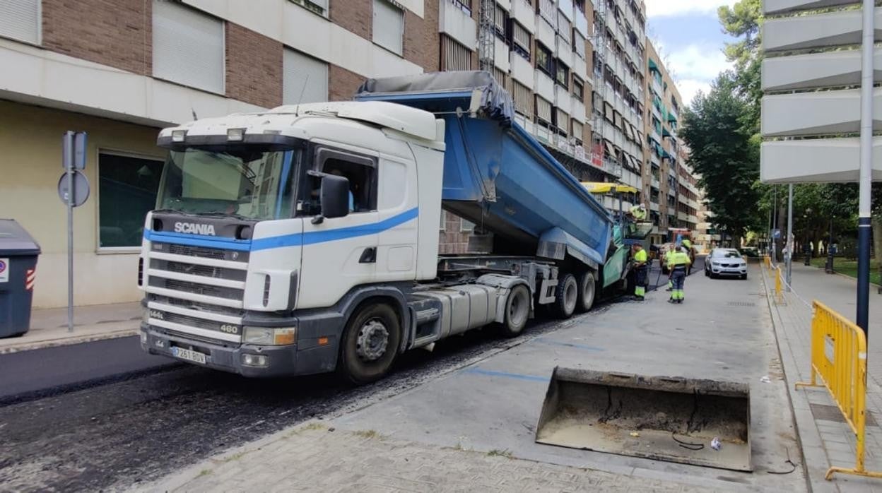 Obras de reforma en la avenida Vallellano, en una imagen facilitada por el Ayuntamiento