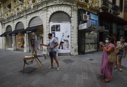 El pintor, durante su trabajo en Las Tendillas