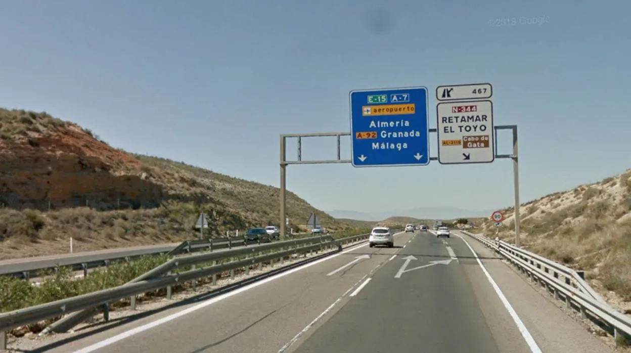 Tramo de la autovía A7 donde se produjeron los hechos en Almería.
