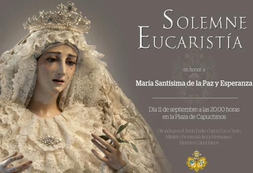 La Virgen de la Paz de Córdoba se asomará a la plaza de Capuchinos para la misa del 11 de septiembre