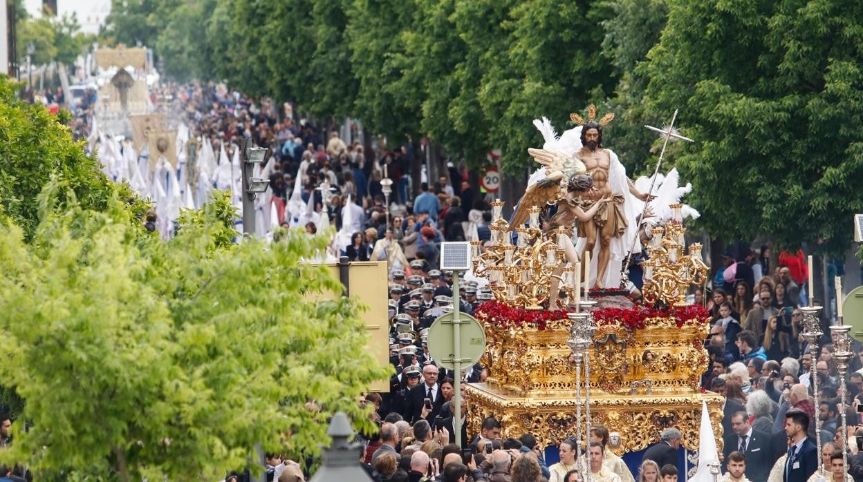 La cofradía de Jesús Resucitado de Córdoba, en su procesión de 2019