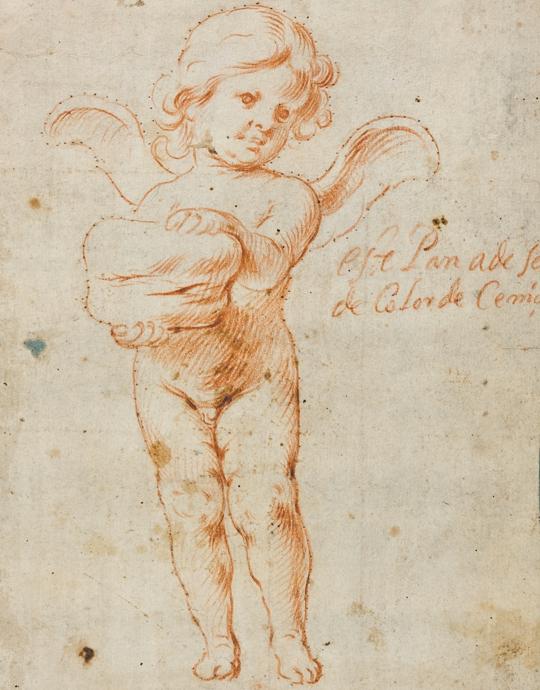 'Ángel con hogaza de pan', dibujo de Antonio del Castillo