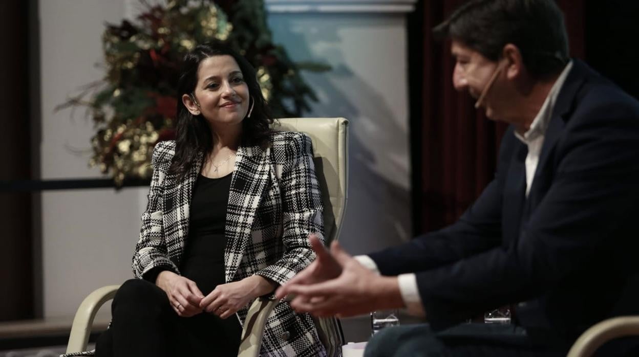 Inés Arrimadas y Juan Marín, esta mañana en Sevilla