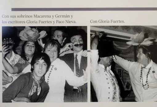 Imágenes de la exposición en que aparece con Gloria Fuertes