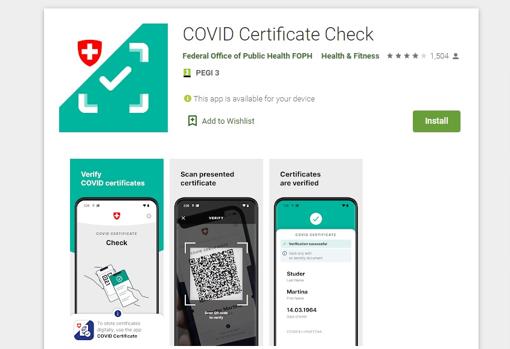 Aplicación suiza para verificar el certificado