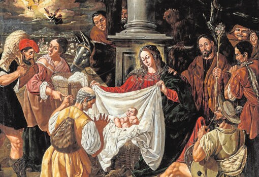 Adoración del cordobés Acisclo Antonio Palomino que pertenece al Museo del Prado, aunque está depositada en el Consejo de Estado de Madrid
