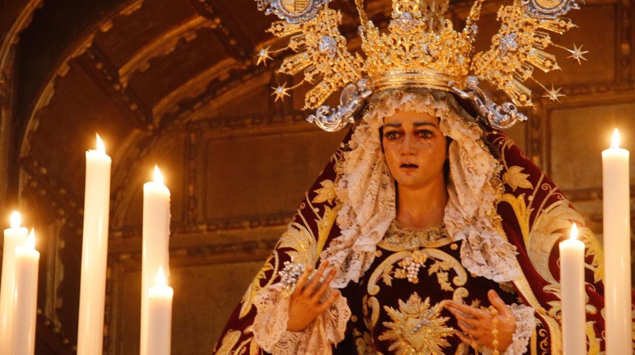 María Santísima de la Candelaria, en su capilla, el Domingo de Ramos de 2021