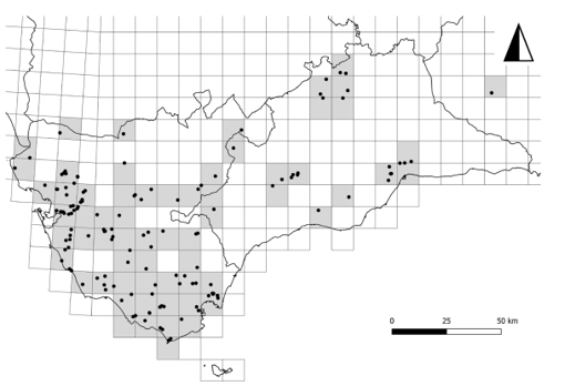 Zonas de Andalucía en las que ha sido localizada la nueva especia de escarabajo