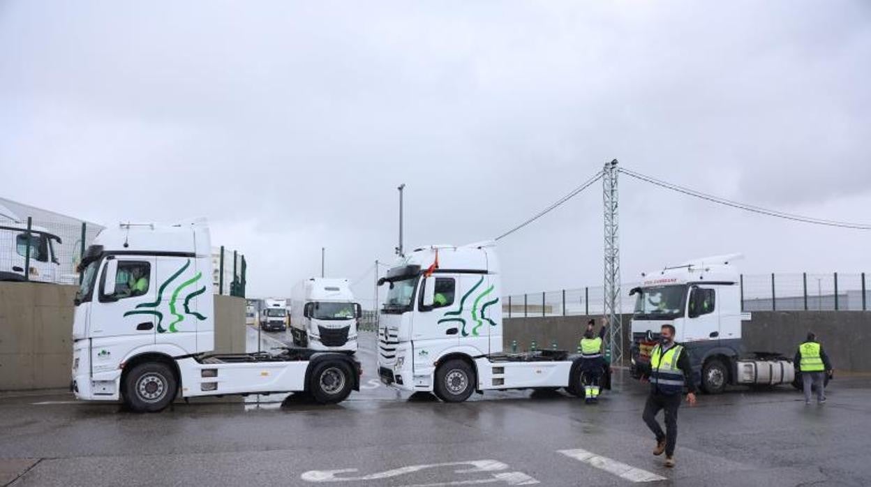 Una de las imágenes que deja el paro de transportistas en Andalucía