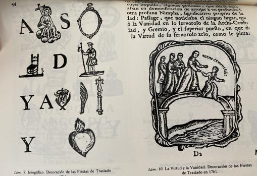 Jeroglíficos elaborados para el traslado a la capilla de la calle Real de la Carretería en 1761