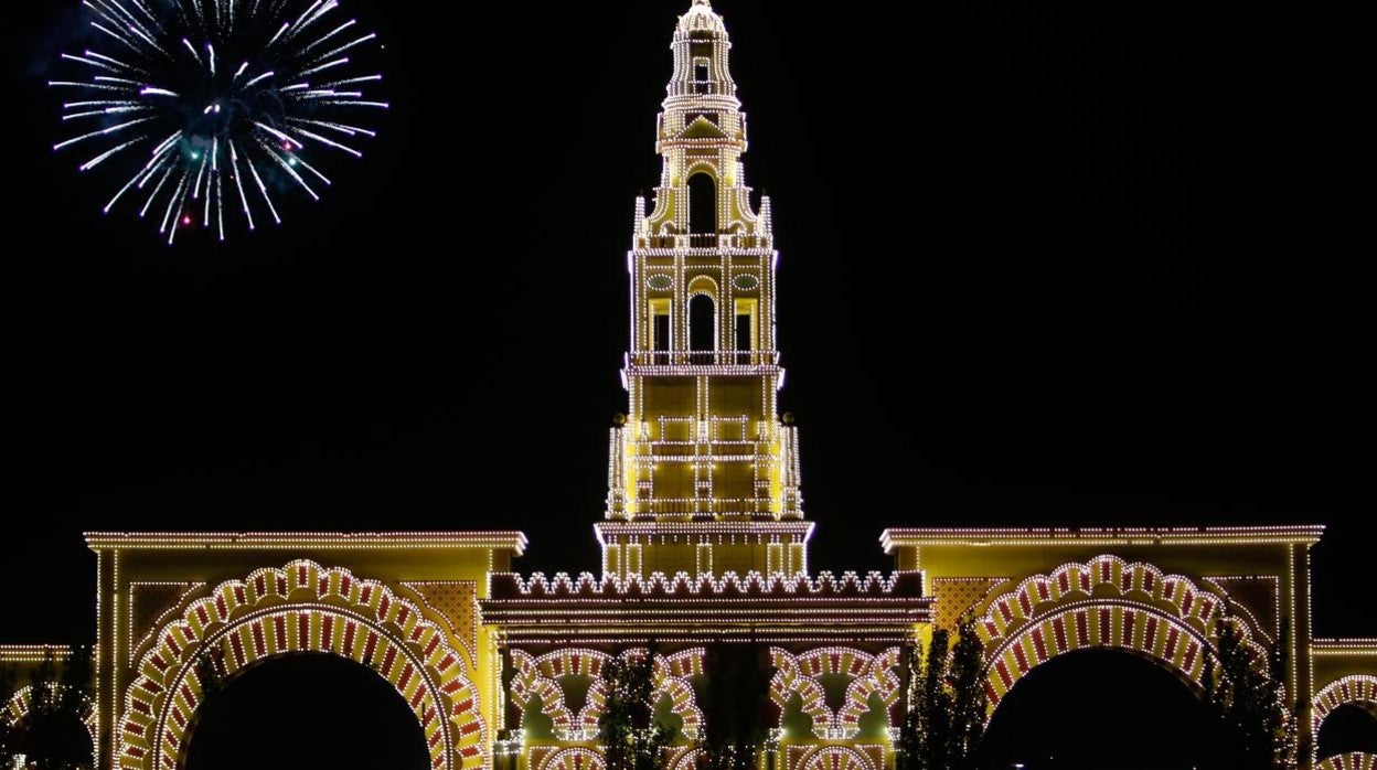 Imagen del encendido de la portada de la Feria en la última edición celebrada, la de 2019