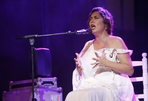 Estrella Morente, durante su actuación en la Noche Blanca del Flamenco de 2015