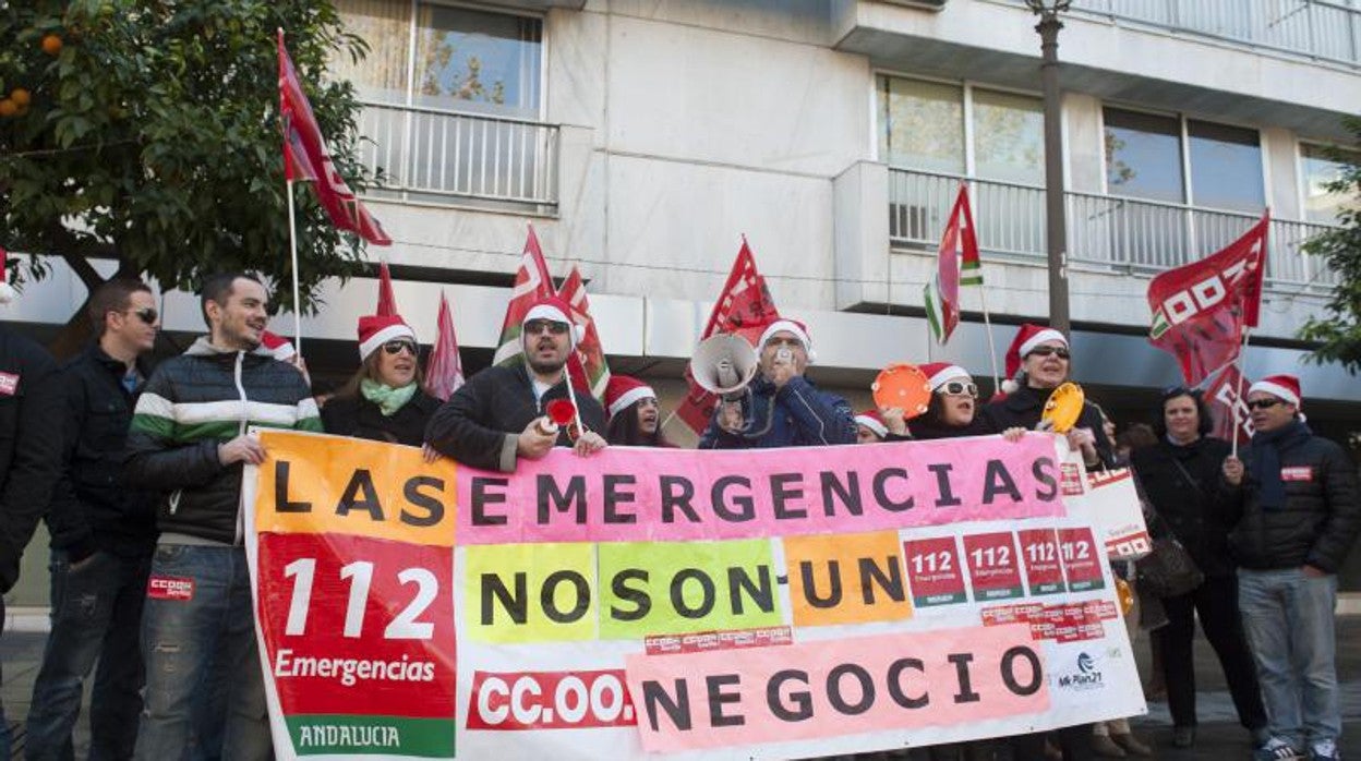 Imagen de archivo de una protesta de trabajadores del 112