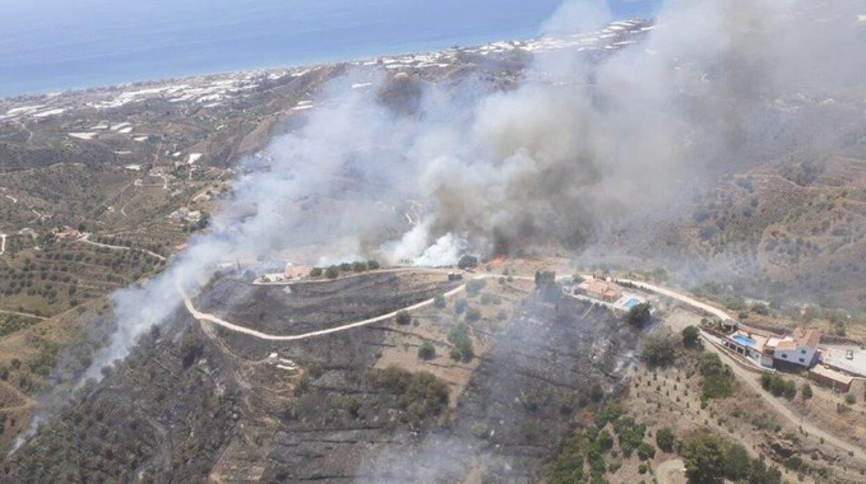 Imagen del Barranco Plano donde se ha generado el incendio forestal en el término de Torrox