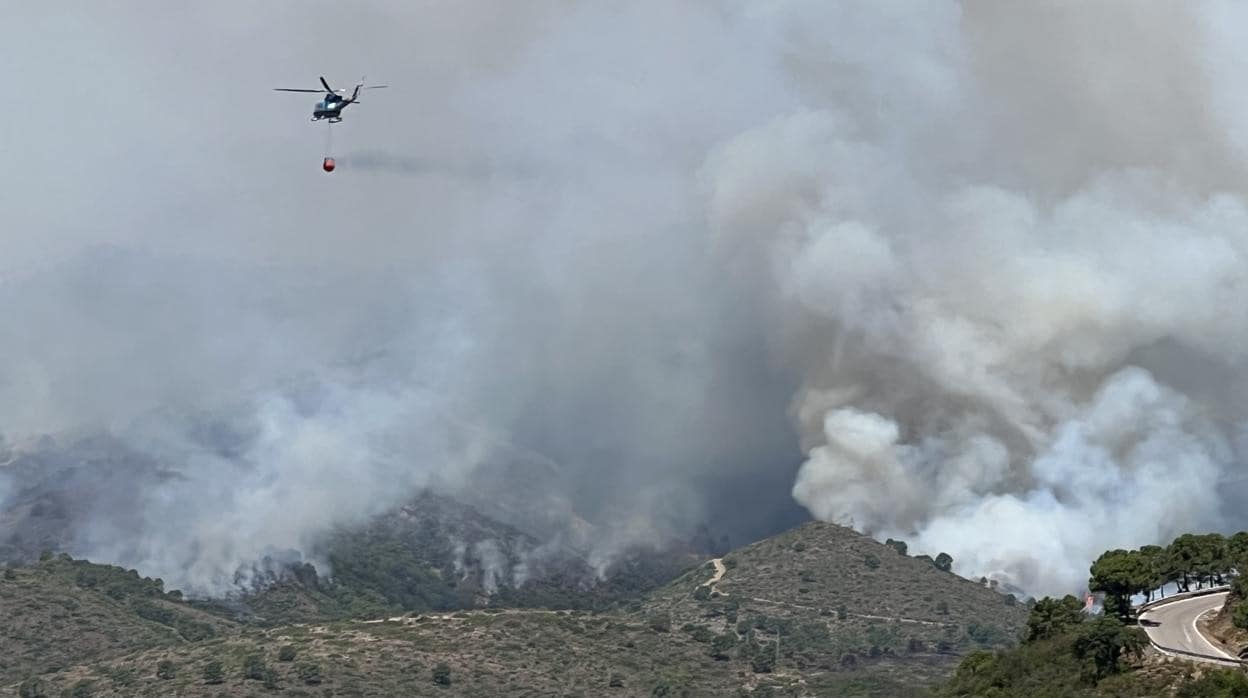 Descargas sobre el fuego de Sierra Bermeja este pasado jueves