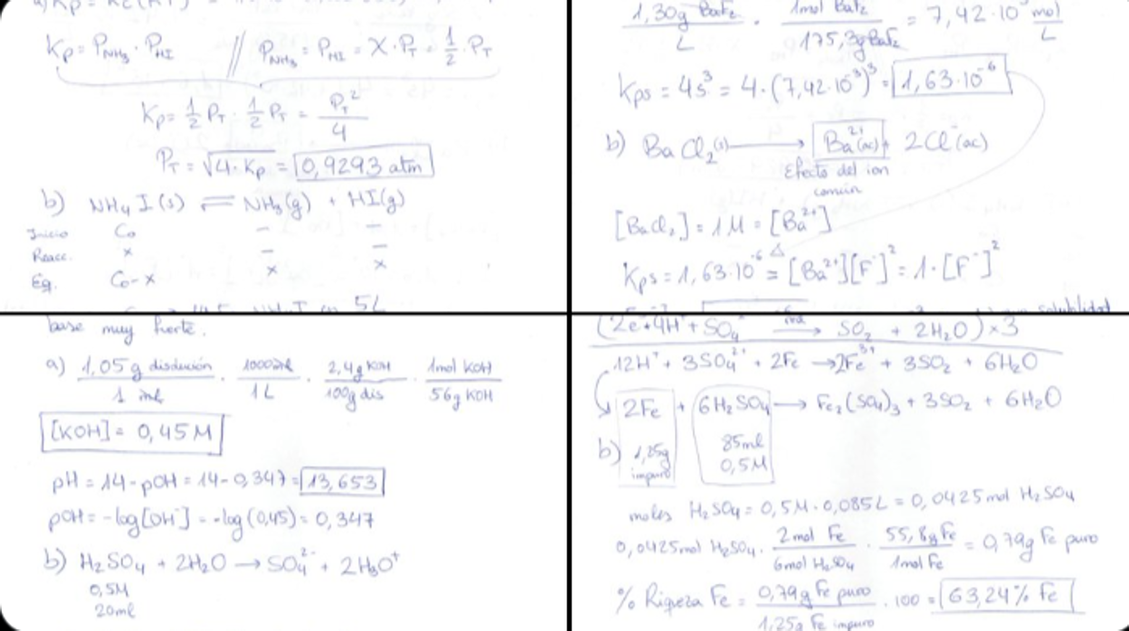 Examen de química en la Selectividad de Andalucía 2022