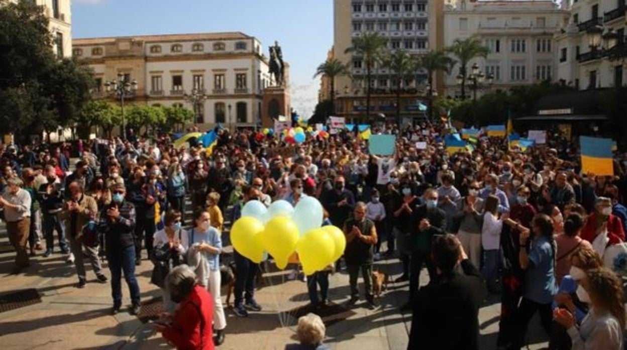 Ucranianos en una manifestación en Córdoba