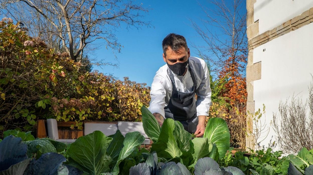 Empresario con plantación ecológica.