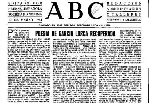 La Tercera sobre los sonetos de Lorca de Fernando Lázaro Carreter