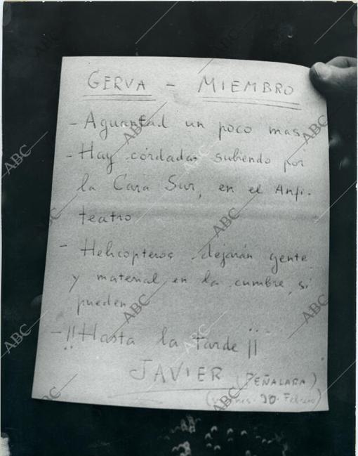 Mensaje de aliento a los montañeros