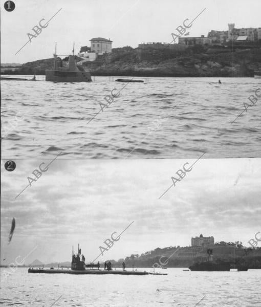 El «Isaac Peral» al pasar por frente al palacio de la Magdalena