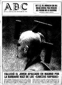 Portada de ABC, sobre el asesinato a Jesús Sánchez