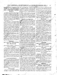 Noticia sobre el mitín en Zaragoza de Carrillo, en 1936